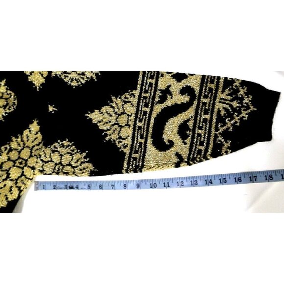 Vintage WESTERN COLLECTION black & gold woman's sweater with shoulder pad size L - Picture 4 of 6